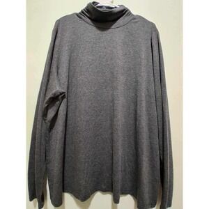 Leo Nicole Woman Gray Hematite Long Sleeve Turtleneck Top Plus Size 2X Modal